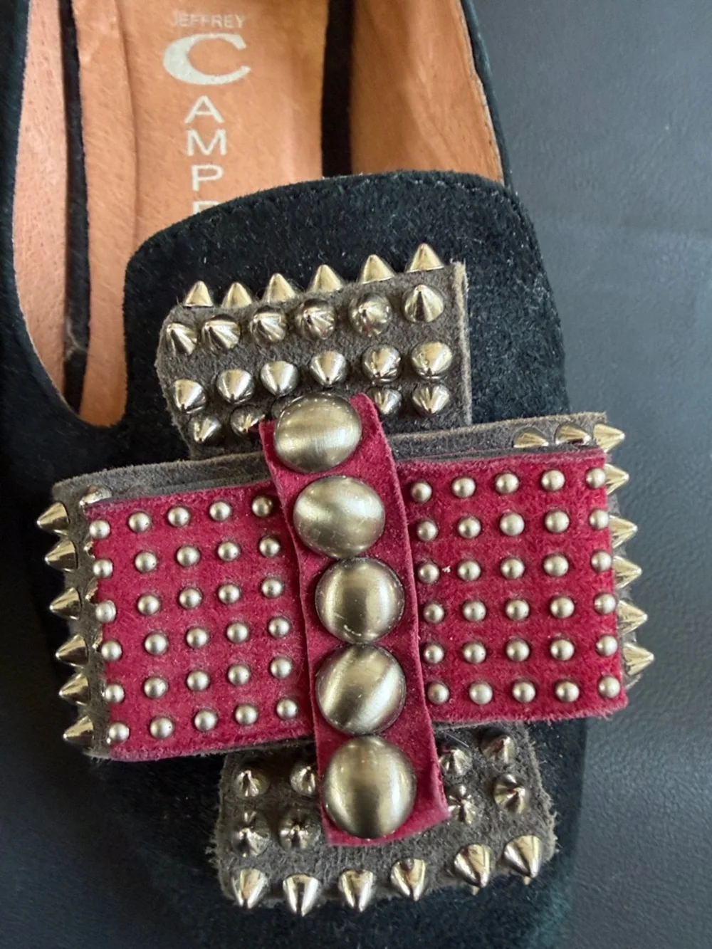 Jeffrey Campbell Ibiza Studded Suede Loafers Black Slip-On Flats Punk Boho EU 39 - Picture 6 of 11